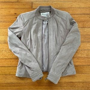 American Rag Beige Faux Suede Moto Jacket